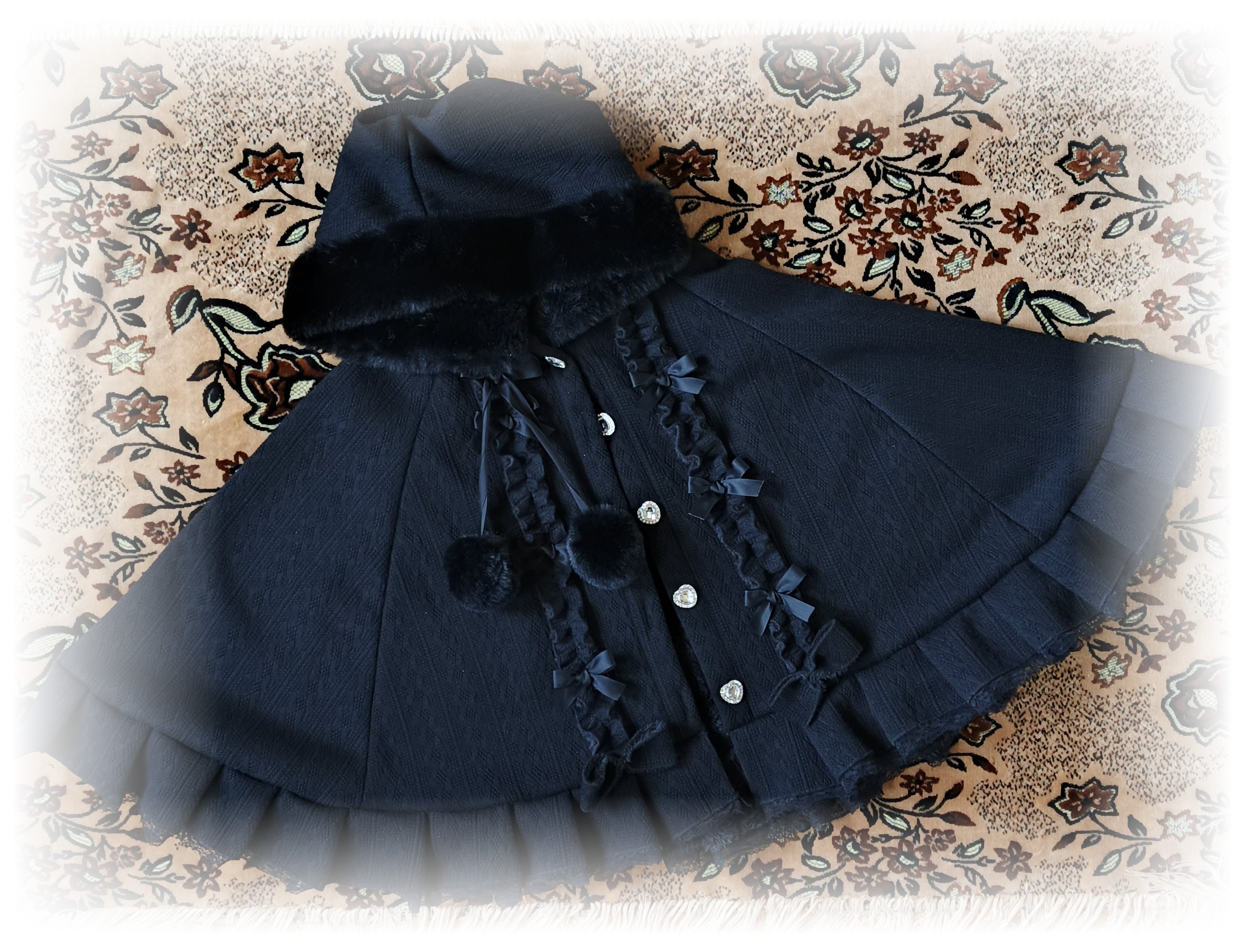 black fur cape.