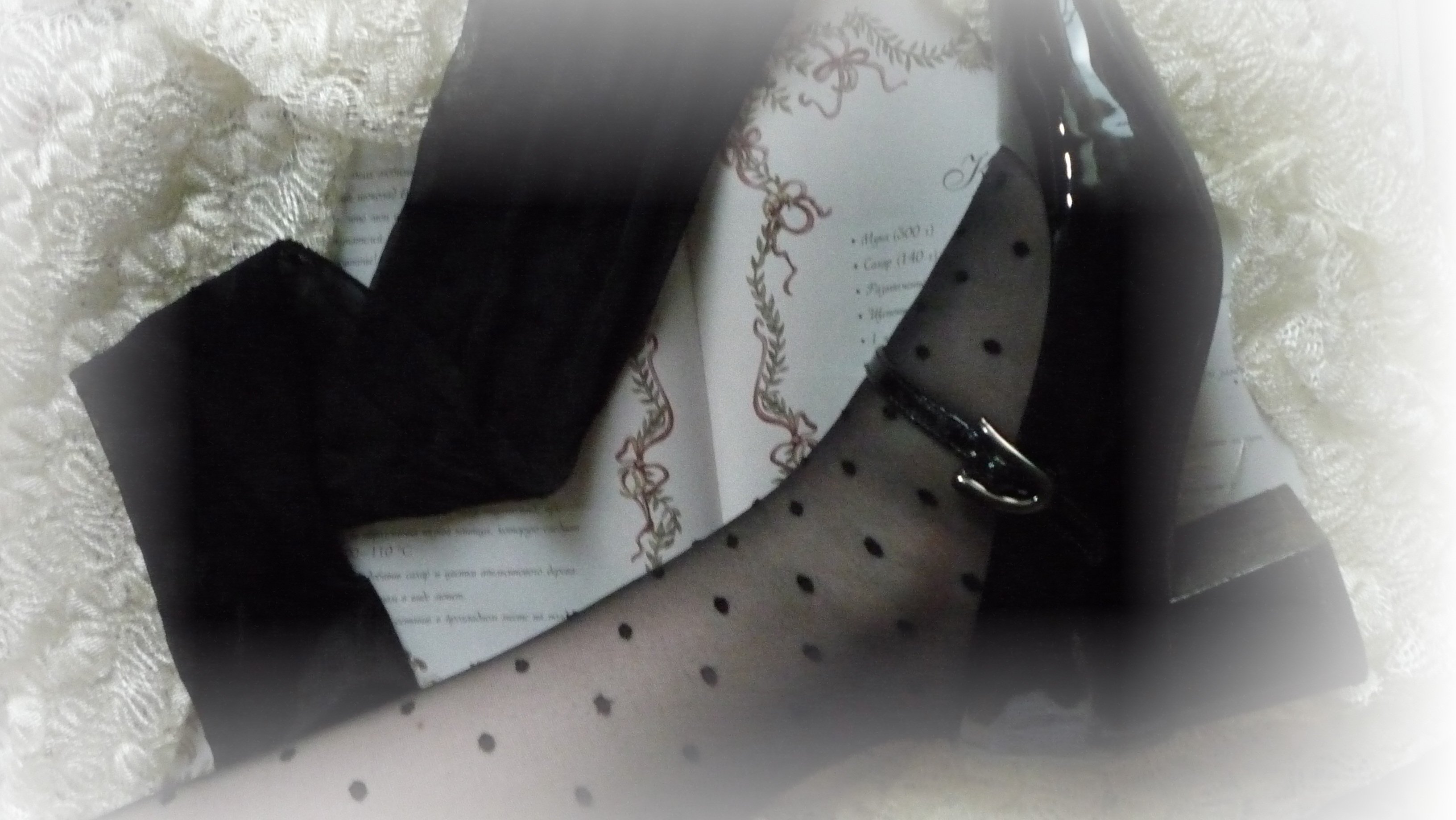 black polka-dot stockings.
