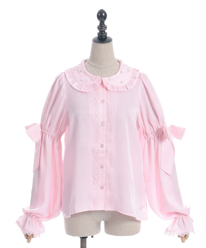 ✩ Chalmiere - Long Sleeve Vintage Satin Blouse ✩