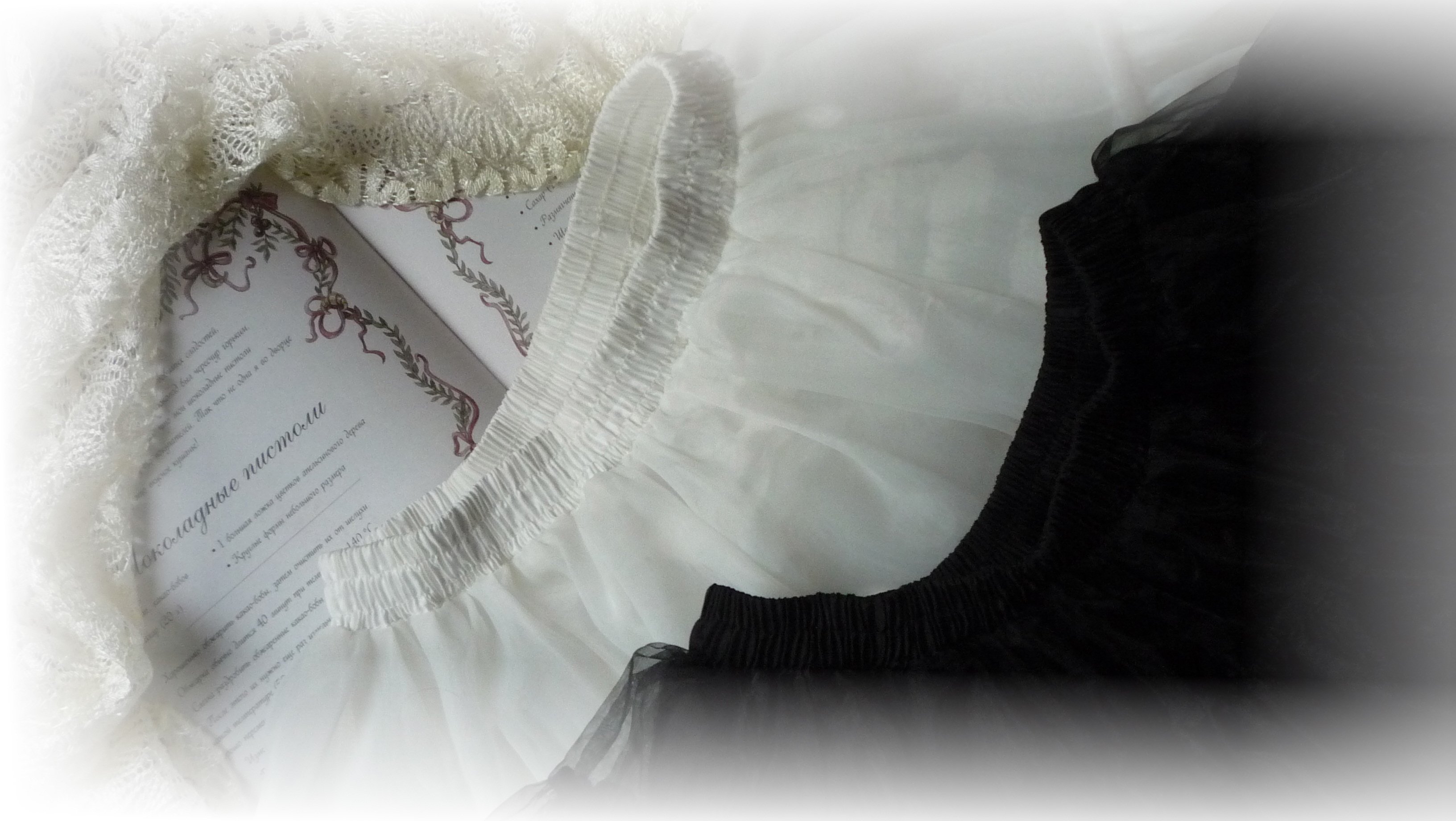 white and black petticoats.